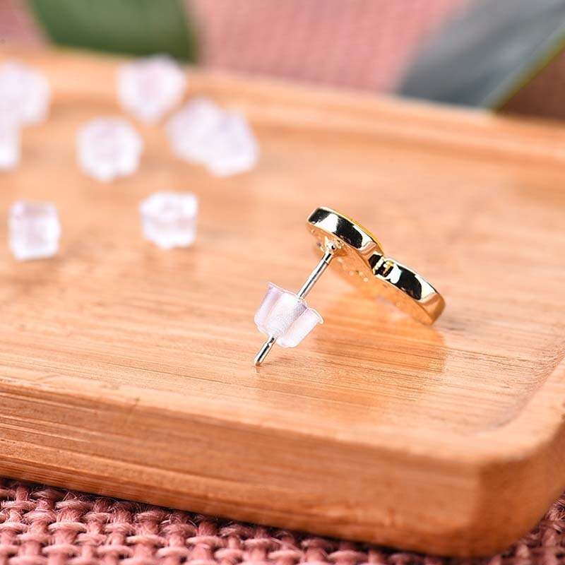 5mm 100 pièces grand Silicone caoutchouc plastique boucle d'oreille bouchon dos de sécurité fleur bouchons d'oreille bijoux résultats composants