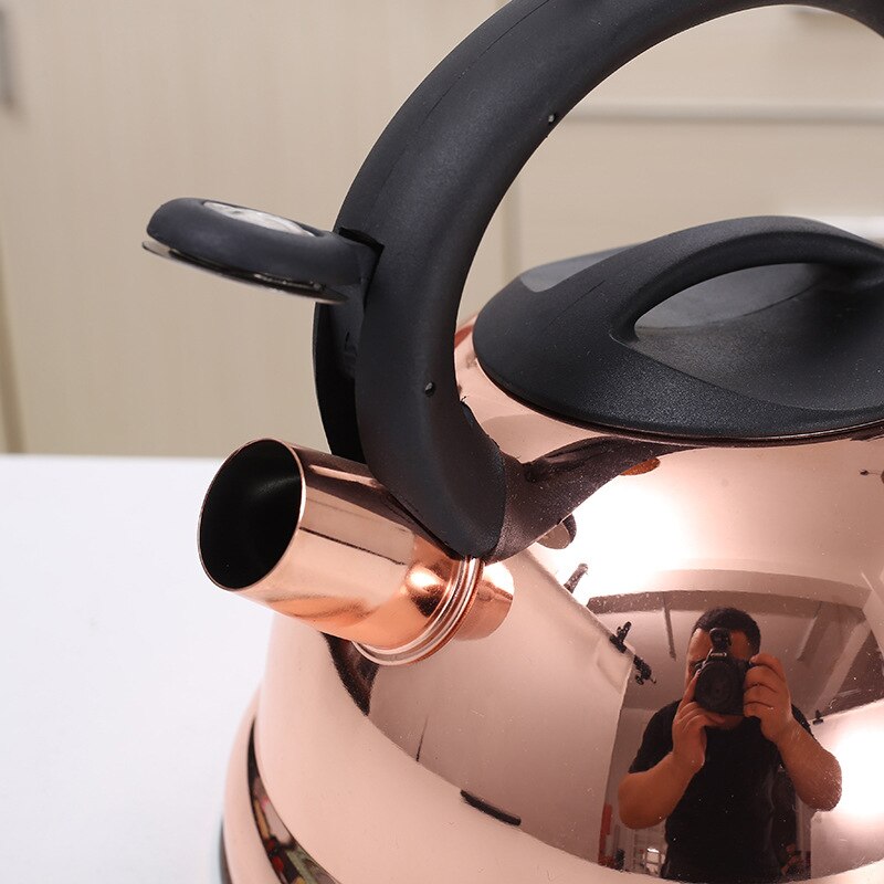 Rose Goud Moderne Luxe Waterkoker Mooie Gas Ketel Theepot Rvs Water Fluitje Kookplaat Chaleira Theepot EH50KE