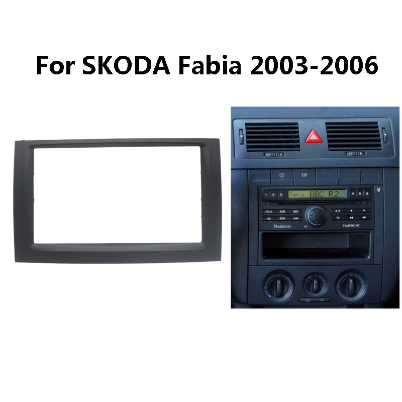 Dobbelt 2 din bilradio fascia til skoda fabia 03-06 stereo instrumentbræt panelmonteret ramme kit adapter trimramme