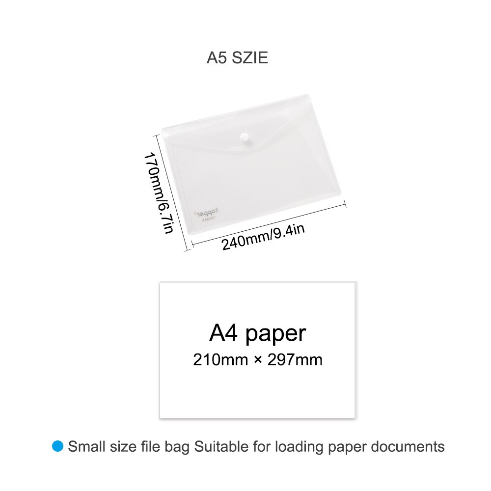 12 st/set genomskinlig plast  a5 mappar arkivväska dokument väskor mappar arkivering papper förvaring kontor skolmaterial