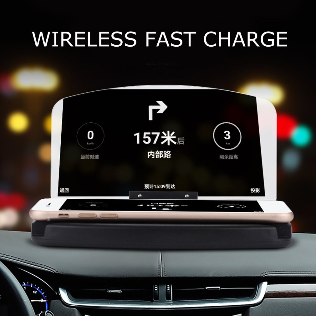 1 stuk mobiele telefoonbeugel hud auto navigatie projector head-up display qi draadloze oplader autobeugel