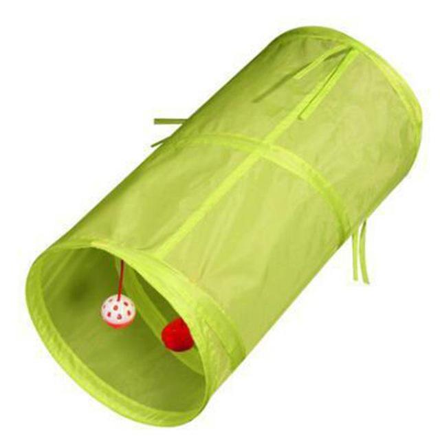 Pet Tunnel Game Cat Color Camouflage Tunnel Funny Cat Long Tunnel Kitten Play Toy Foldable Big Cat Toys Game Tunnel 50x25cm: Green
