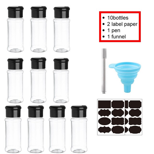 5/10/15/20PC Jars for spices Salt and Pepper Shaker Seasoning Jar spice organizer Plastic Barbecue Condiment Kitchen Gadget Tool: B