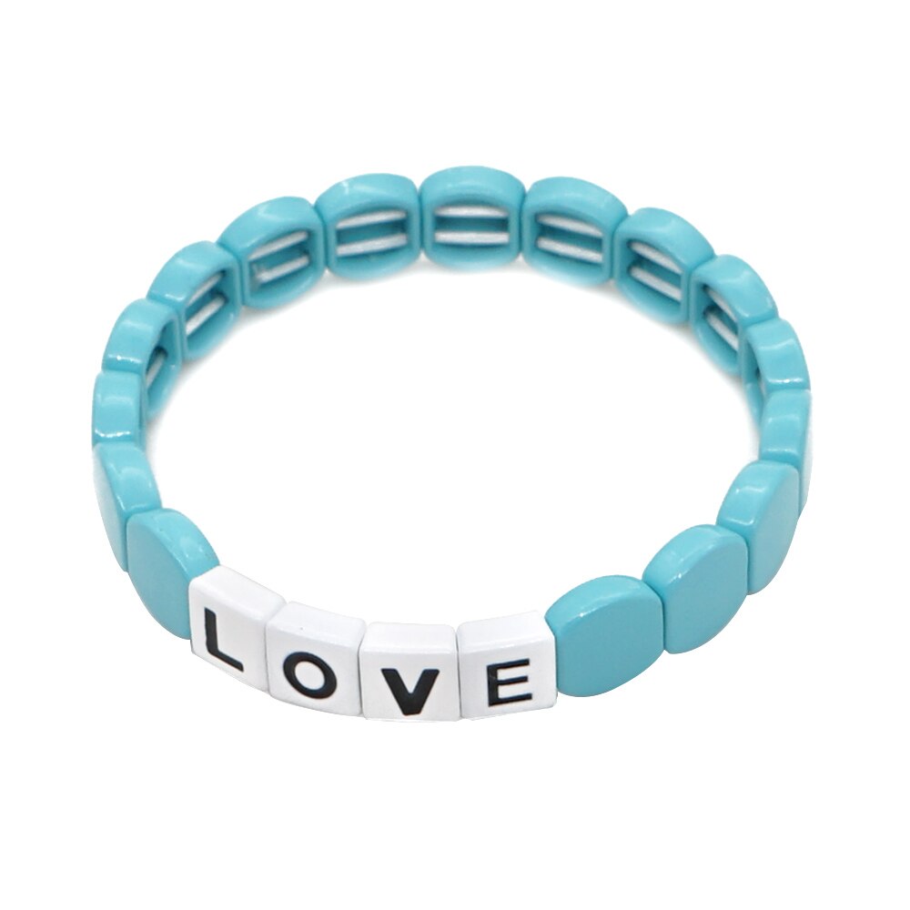 Shinus armband voor vrouwen, geëmailleerde tegelarmbanden, schattige liefdesbrief sieraden, vsco meisje, accessorios, pulsera stretch armband: Ro -b200087b