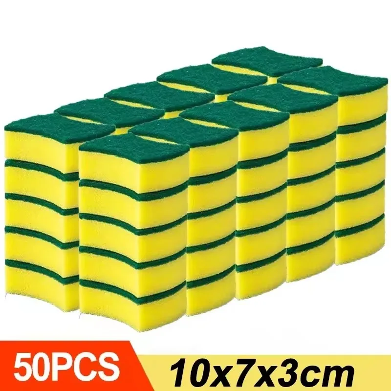 100/1Pcs Kitchen Dishwashing Sponge Household Cleaning Brush Sponge Soft Absorbent Clean Rub Pot Rust Pad Scouring Removing Kits: Blue