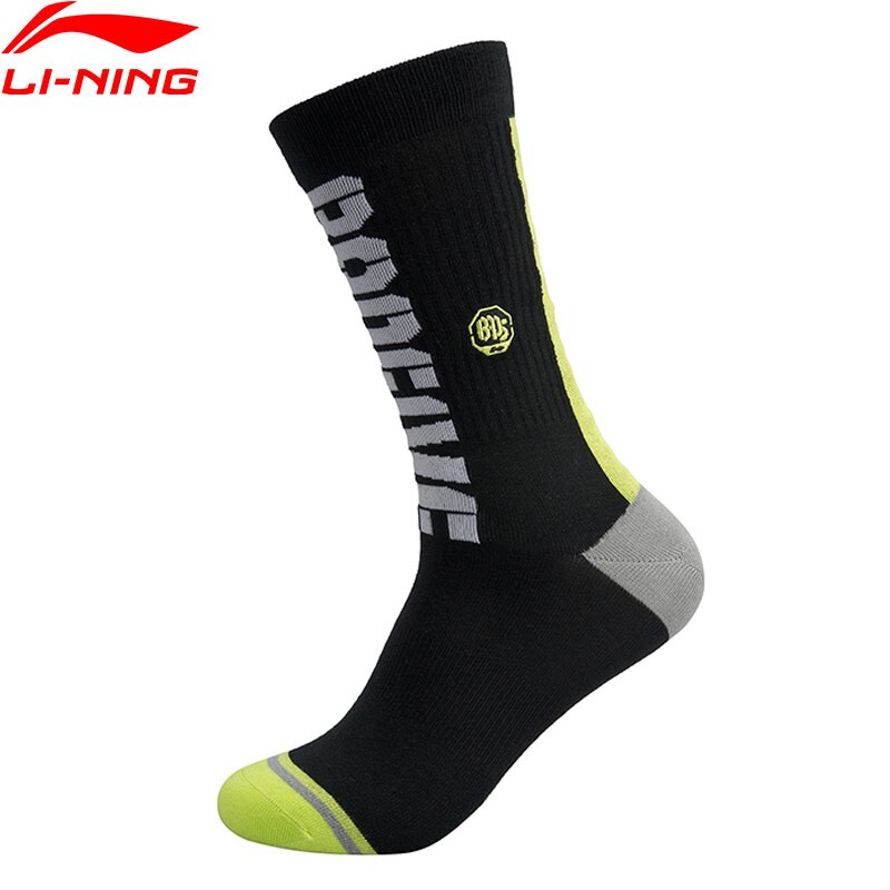 Li-Ning Men BADFIVE Basketball Socks 24-26cm Size 39-44 LiNing Printing li ning Comfortable Sports Socks AWLQ009 NWM477