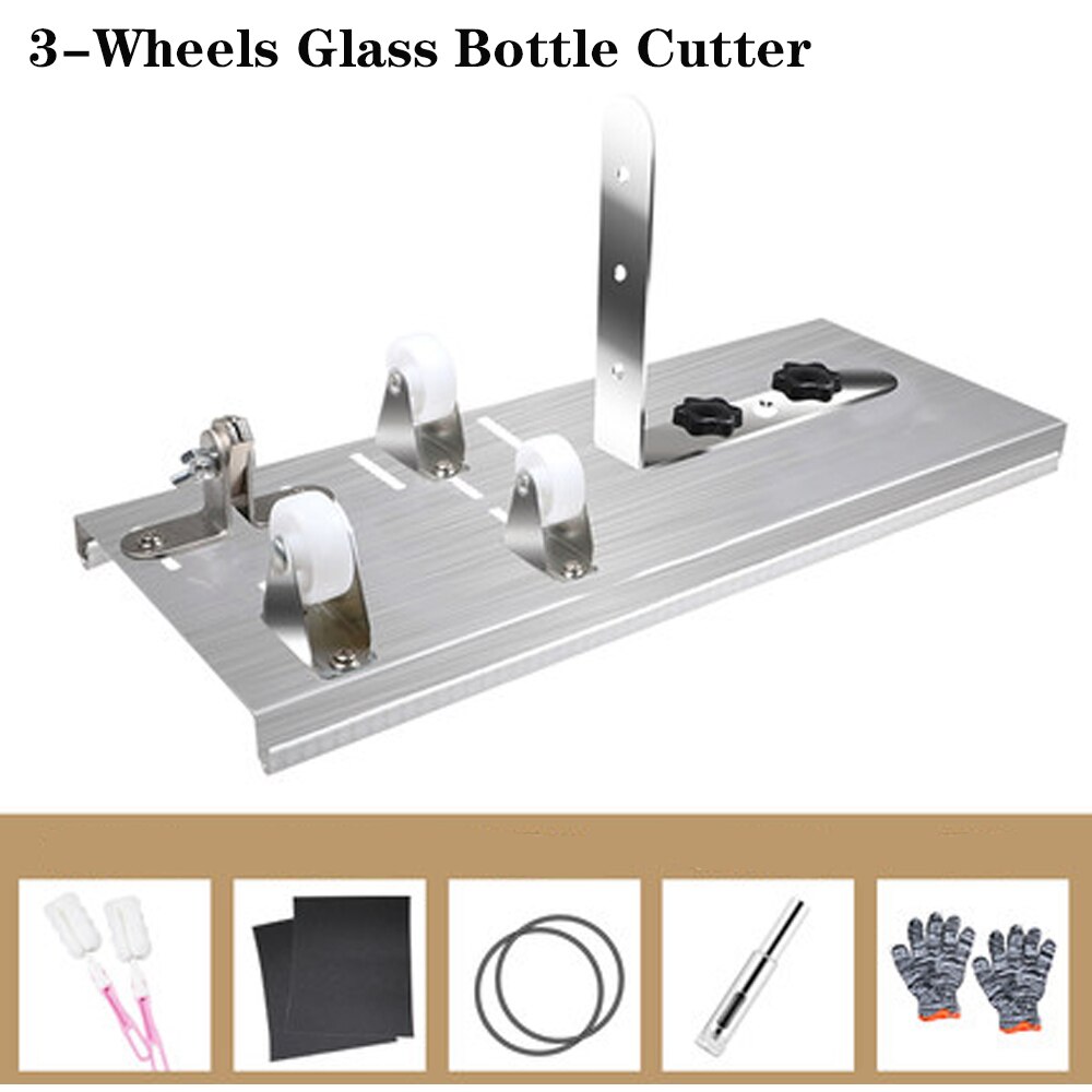 3-10mm Glass Bottle Cutter DIY Glass Cutting Machine Metal Pad Bottle Holder Square and Round Wine Beer Glass Sculptures Cutter: 3 Wheels