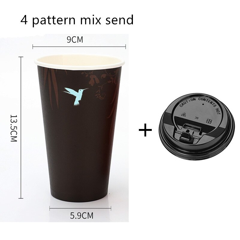 50 st engångs kaffekopp 8oz/12oz/16oz dricka juice mjölk te takeaway förpackningar muggar med lock fest bröllop favorit pappersmugg: Kopp och lock 4