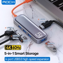 ROCK USB C HUB 4K 60Hz Type C to HDMI-compatible USB 3.0 Adapter 5 in 1 Type C HUB Dock for Macbook Air Pro iPad USB C Splitter