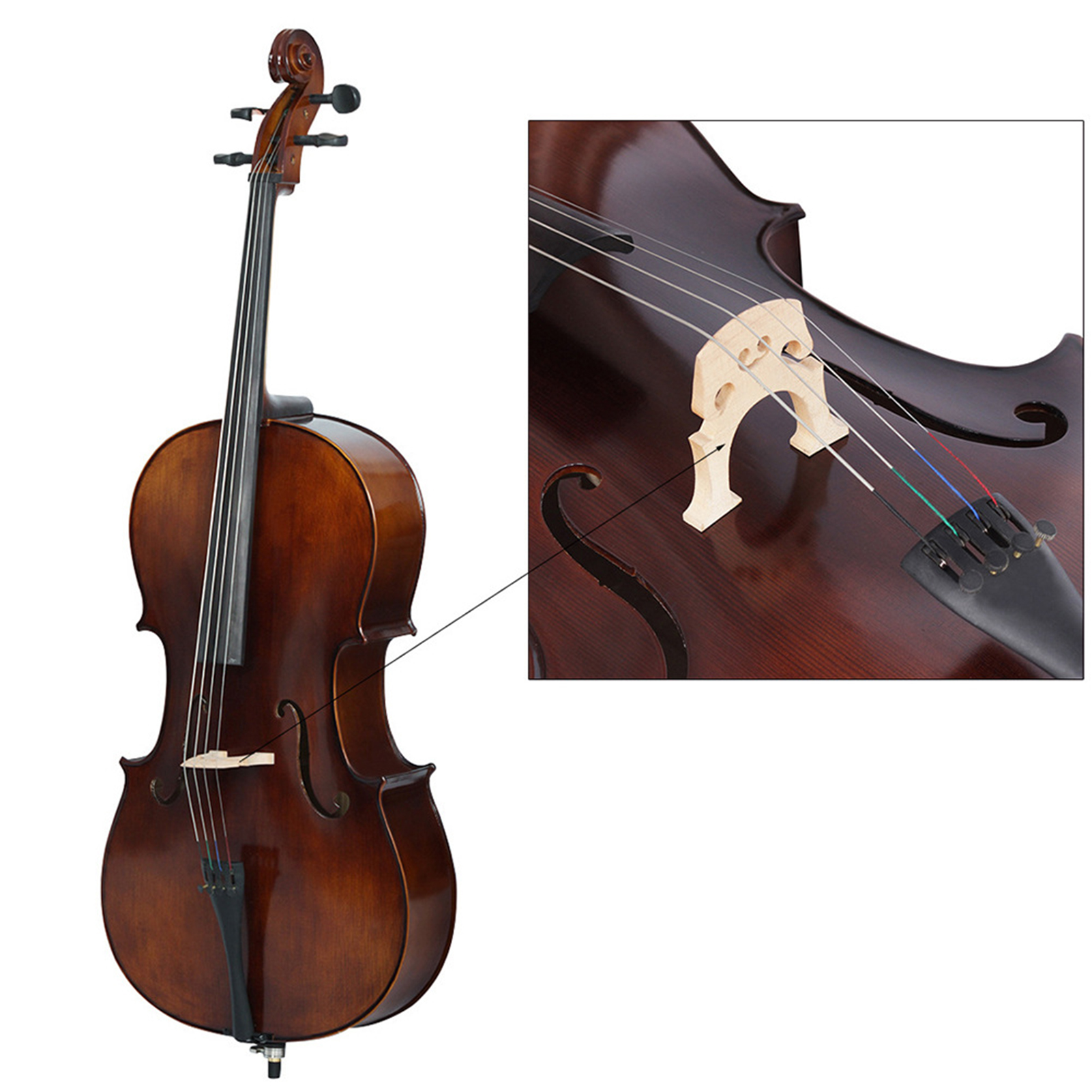 4/4 Full Size Cello Maple Wood B-ridge Mini Size Light Weight Portable Stringed instruments