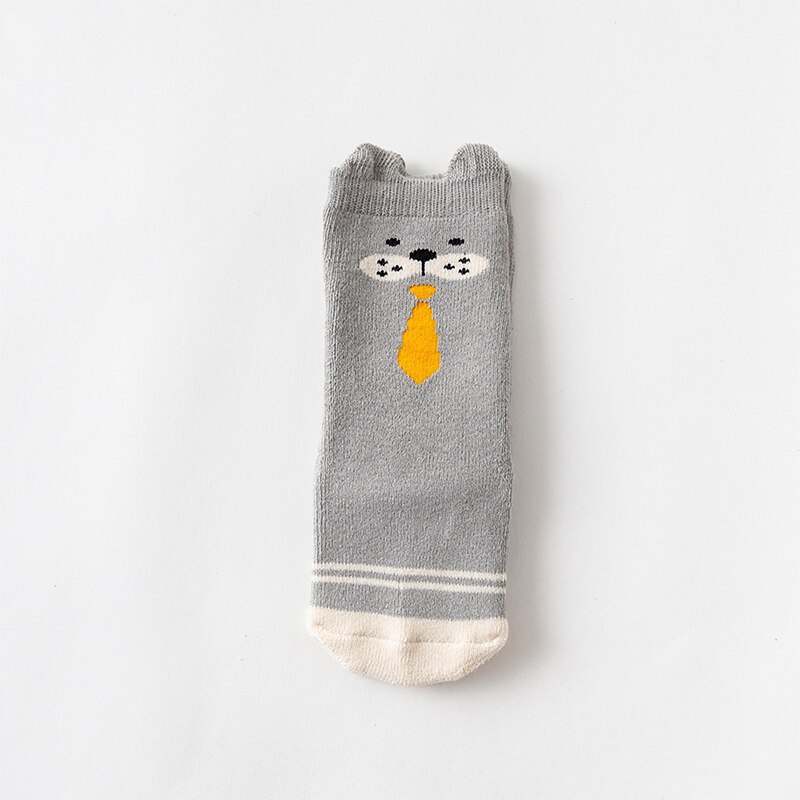 Frühling Herbst Winter Baby Socken Jungen Mädchen Kleinkind Kleinkind Baumwolle Socken Anti Rutsch Niedlichen Karikatur Ebene Nicht-Unterhose Boden tragen 0-2Y: grau Hund / 0-12 M