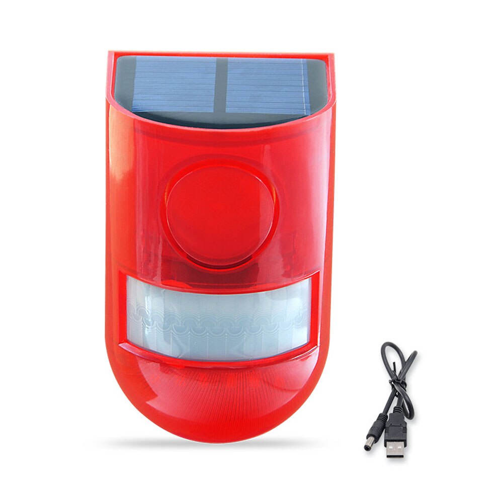 Newest Solar warning light remote control security alarm outdoor waterproof motion sensor alarm siren infrared sensor: no remote control