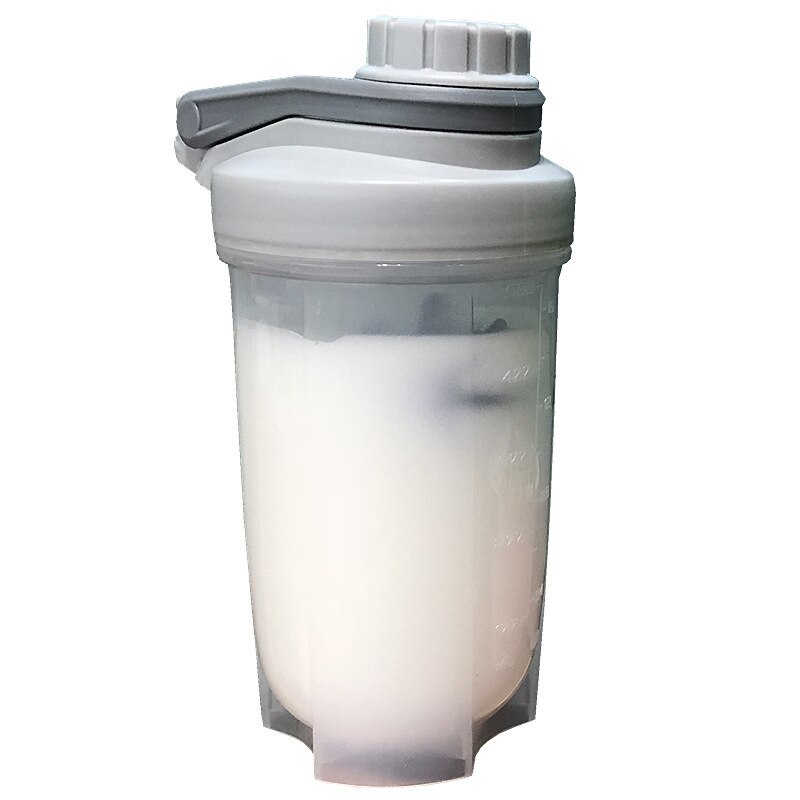 Plast protein shaker flaske med bærer håndtag låg mundskala til mænd og kvinder gym fitness lyserød 500ml 700ml oz