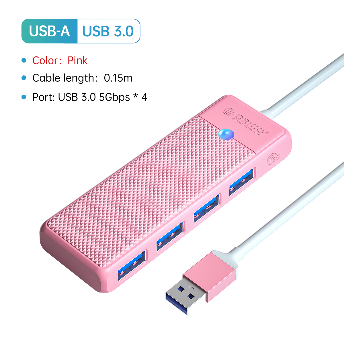 ORICO Concentrador tipo C concentrador USB 3.0 divisor de 4 puertos adaptador de concentrador USB base de expansión adaptador OTG ultrafino para PC accesorios de computadora: Azul