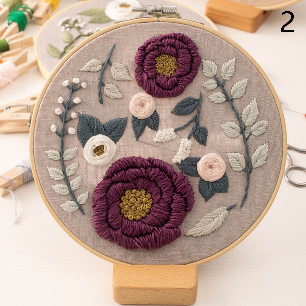 Bastidor Para punzón, herramientas de costura, ornamento, Kits de manualidades de costura, hilo de aguja, aro de bordado, Kits de bordado DIY: 2