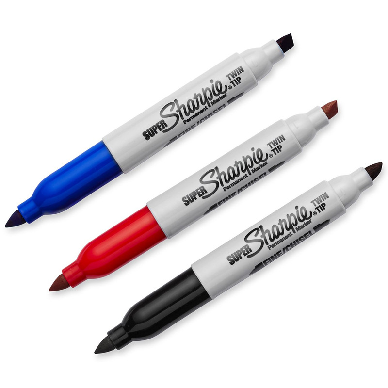 Sharpie Super dauerhaft Marker Kuli Doppelkopf Rundkopf/Schräg kopf 2/5mm Farb markierungen große Tinten kapazität extra dicker Stift: Gelb