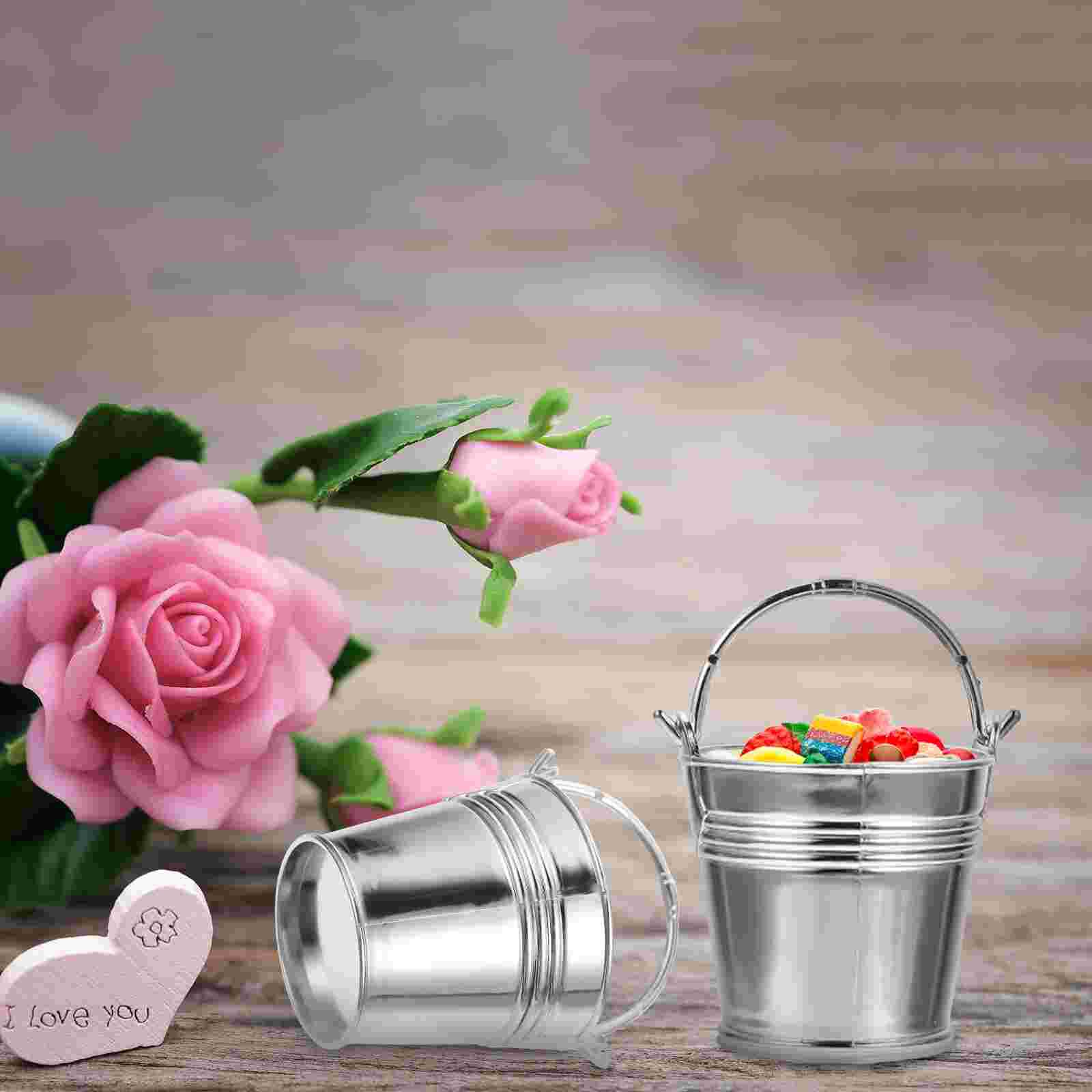 10Pcs Snack Cookie Bucket Handheld Food Storage Bucket Restaurant Silver
