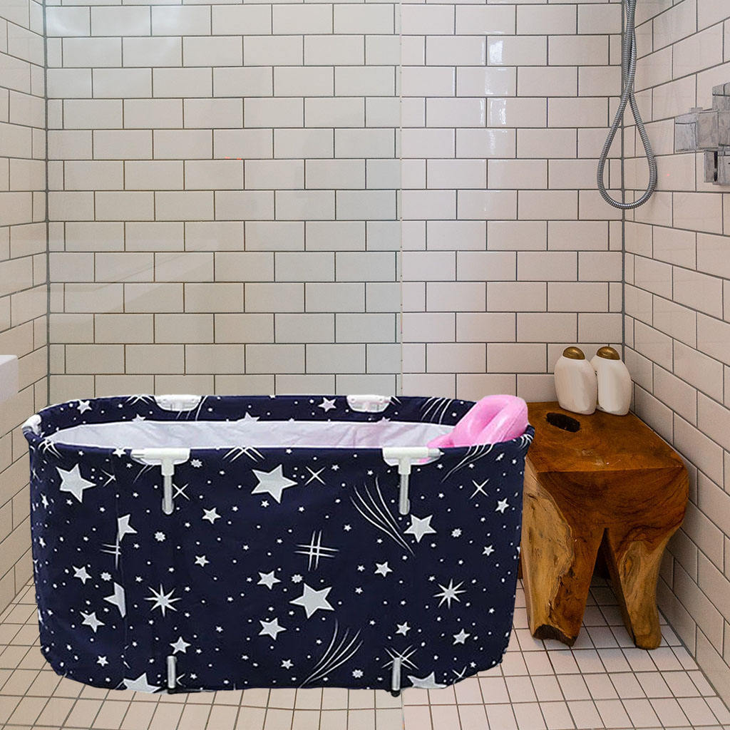 Vouwen Bad 360-Graden Isolatie Water Bad Draagbare Spa Bad Voor Badkamer Sauna Stoom Bloem Bad Inweken Volwassenen Baby: Starry Black Length