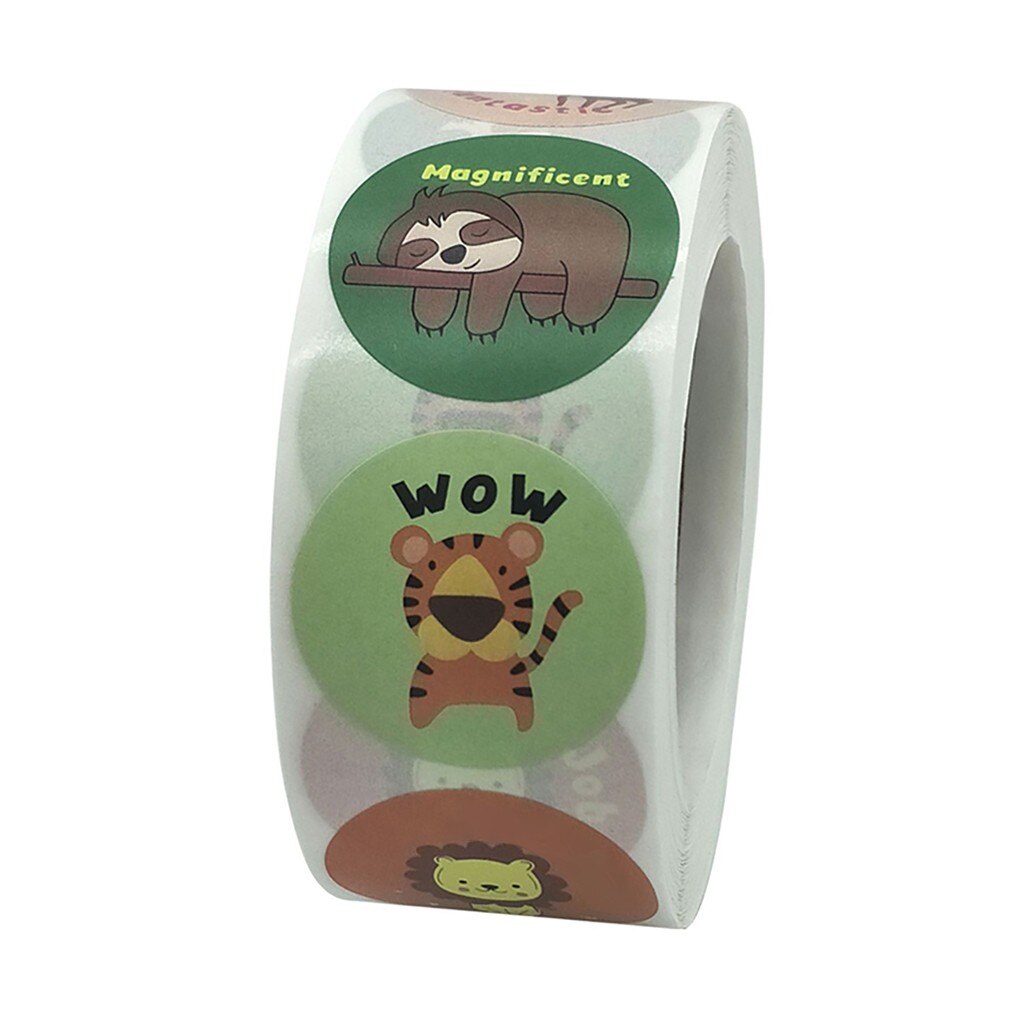 1000pcs cartoon cute animals reward stickers teacher Motivational kids sticker school student encouragement stationery sticker: Light Green