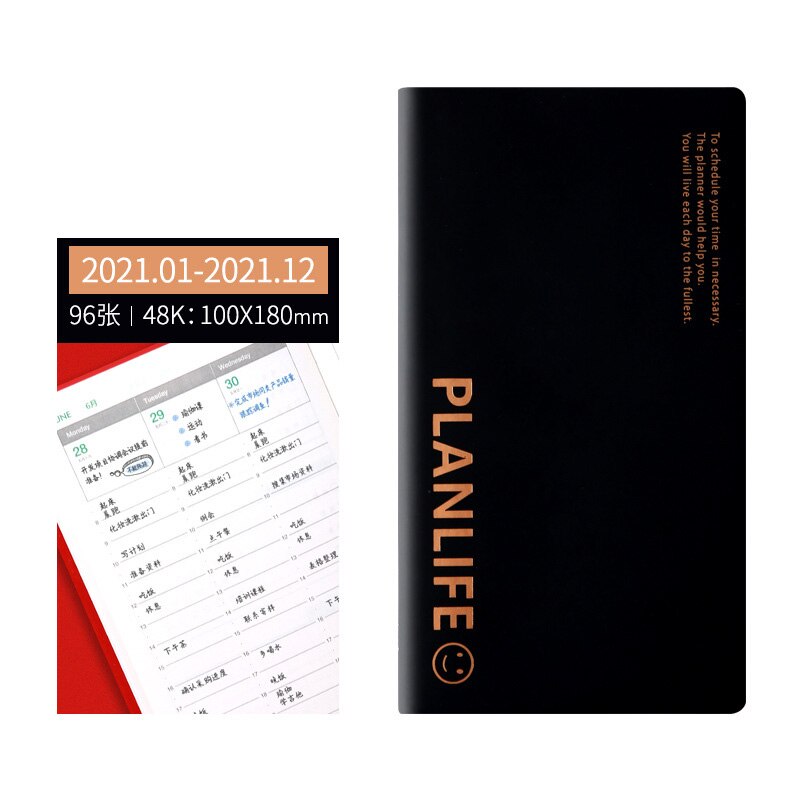 Planner Organizer Agenda Small A6 Diary Notebook and Journal Weekly Notepad Business Plan Pocket Note Book Traveles Daily: Black