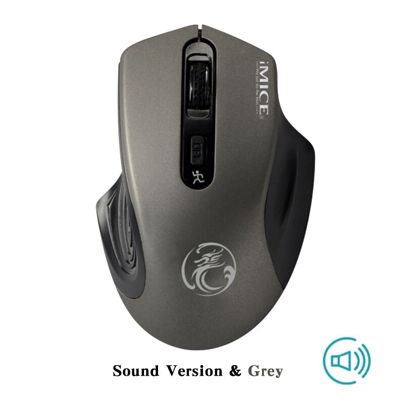 iMice Computer Mouse Wireless Mouse for Laptop PC Silent Mouse USB Ergonomic Mause 4 Buttons Optical 2.4GHz 2000 DPI Mice: Grey Sound Click