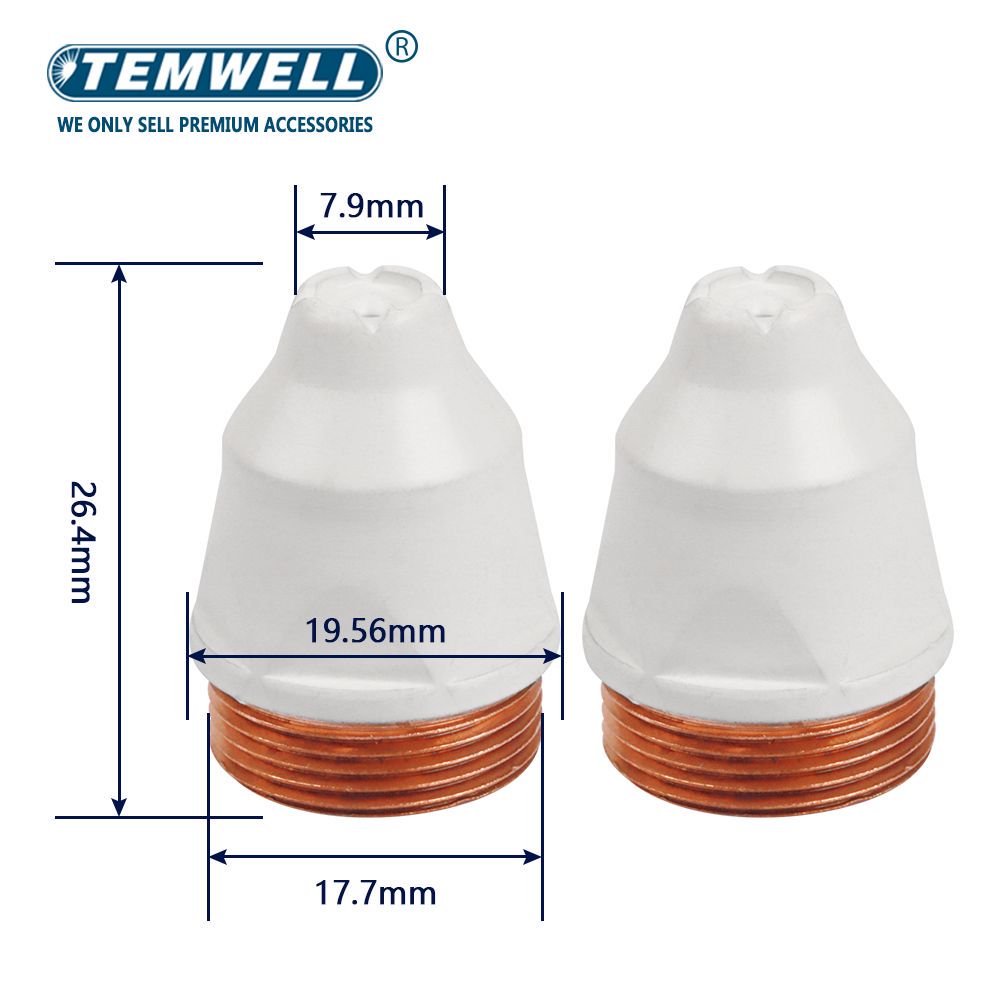 TEMWELL 20PC Coated Plasma P80 Cutting Nozzle 1.1/1.3/1.5/1.7mm Electrode Plasma Cutting Torch 60A 80A CNC Torch Welding Tip