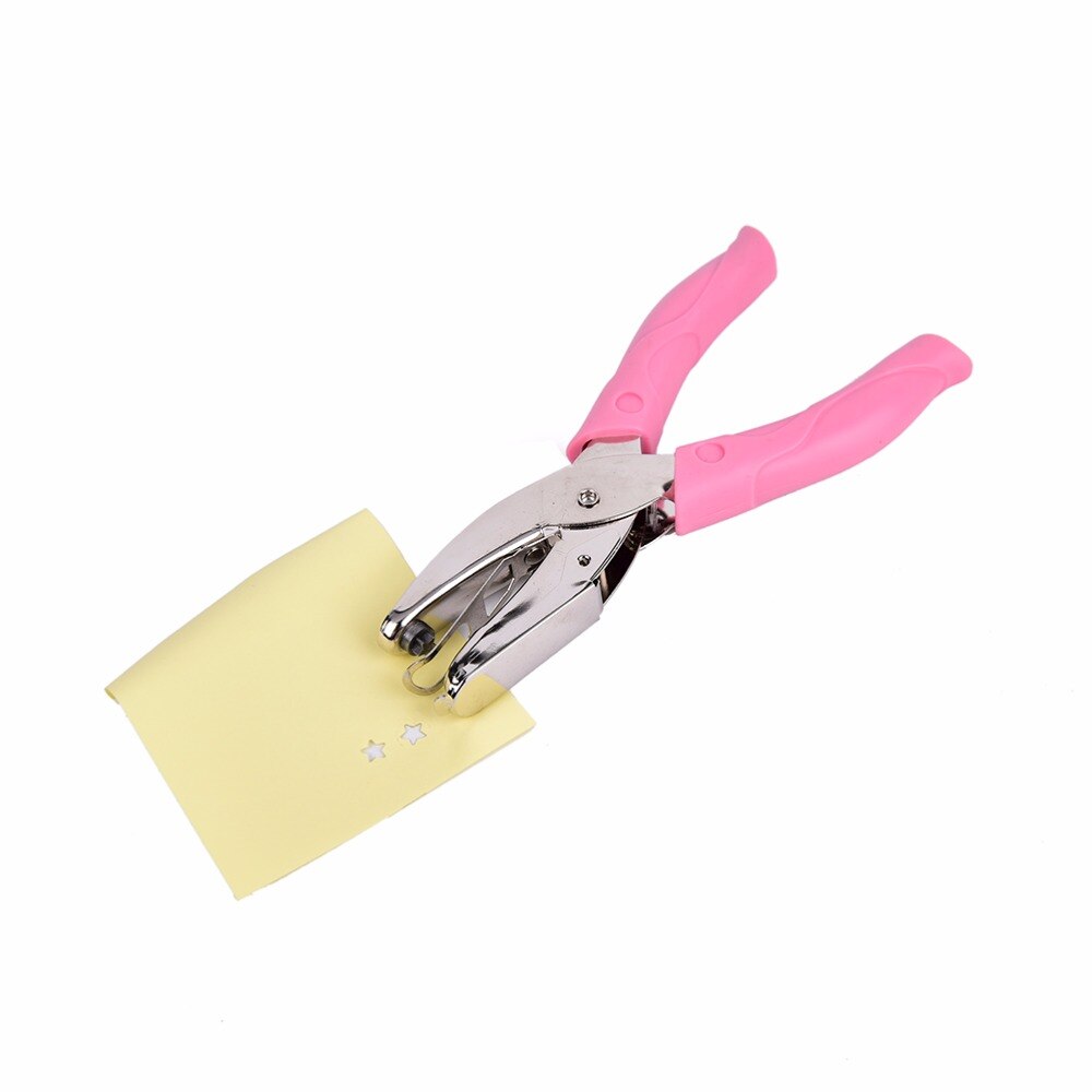 Hand-Held Ster Vorm Perforator Papier Punch Voor Wenskaart Scrapbook Notebook Puncher Hand Tool Met Roze Grip