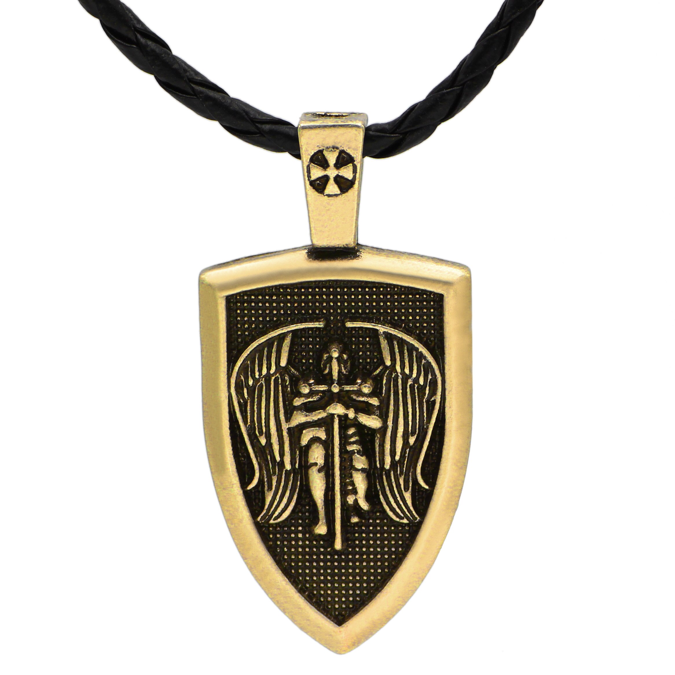 Amuleto colar masculino arcanjo st. michael proteger-me saint escudo proteção pingente jóias 2 cores