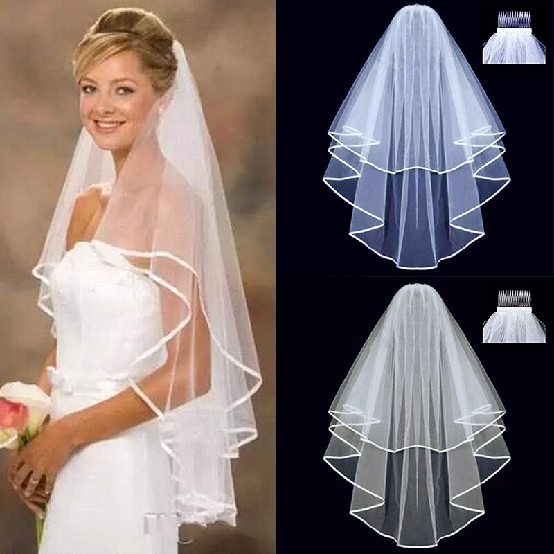 Schwarz Weiß Spitze Braut Schleier mit Kamm Zwei Schicht Elegante Jahrgang Hochzeit Schleier für Braut Cosplay Kostüm Haar Zubehör