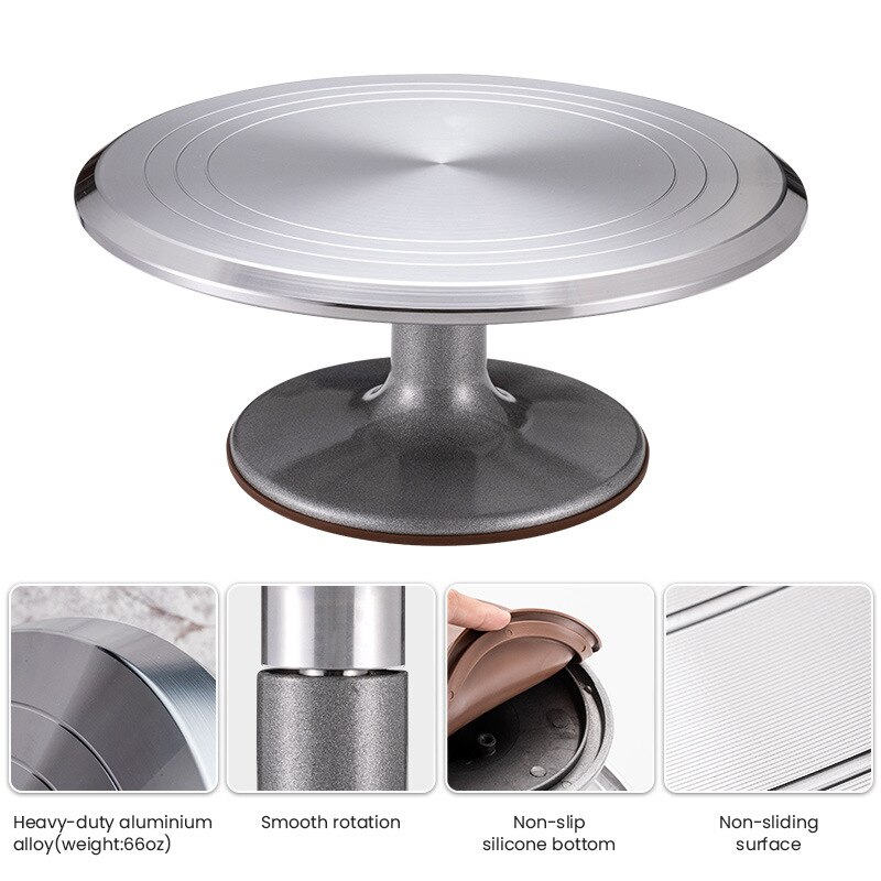 12 Inch Aluminum Alloy Pottery Wheel Turntable Cake Decorating Sculpting Wheel Turntable with non-slip Pad quite smooth Rotation