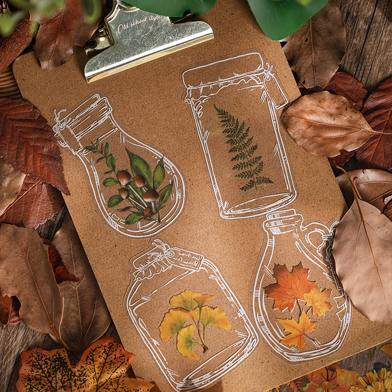 Journamm 8 unidades/pacote plantas flores folha pet adesivos decoração scrapbooking colagem lixo diário planejador decoração adesivo papelaria