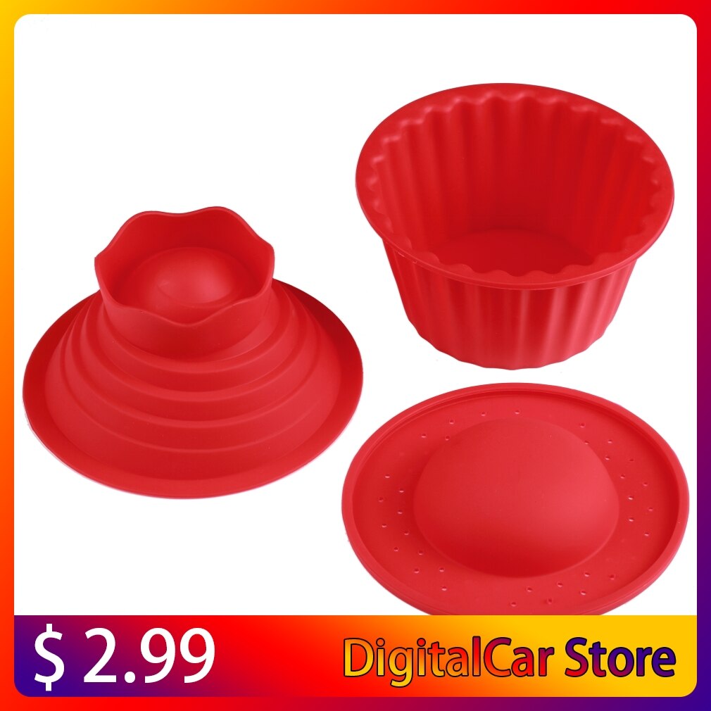 High Silicone Giant Cupcake Mold,3 PCS Big Top Cupcake Silicone Mould Heat Resistant Bake tools Baking Maker