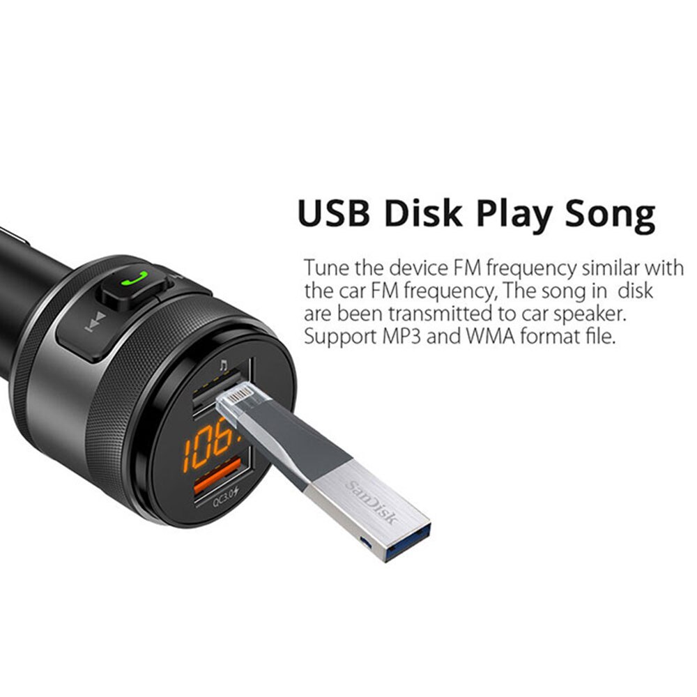 VANJEW C57 Car FM Transmitter Bluetooth 4.2 Wireless Hands-free Car Kit FM Modulator Quick Charge 3.0 Car Charger MP3 Player CE