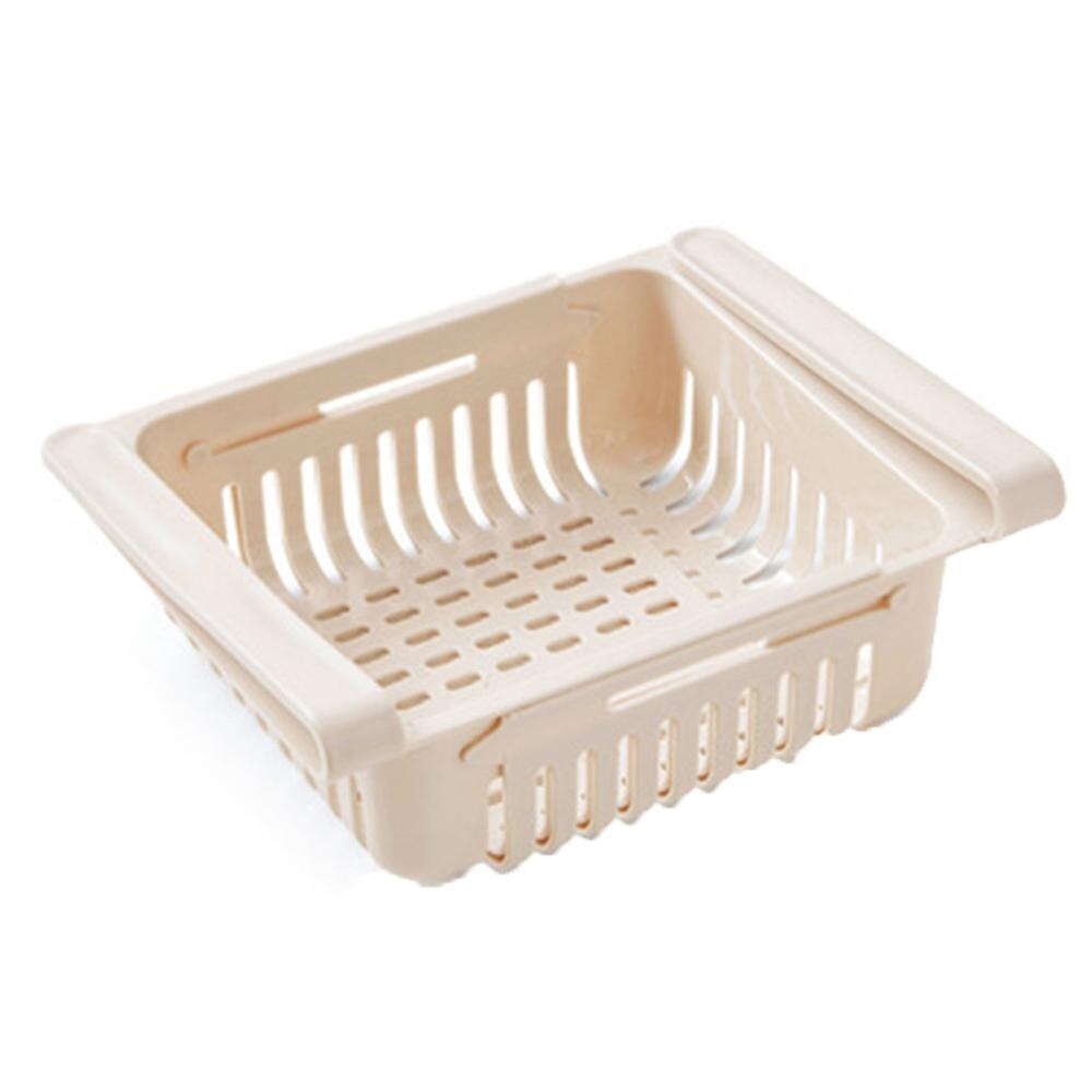 Kitchen Organizer Adjustable Kitchen Refrigerator Storage Rack Fridge Freezer Shelf Holder Pull-out Drawer Space Saver#25: Beige