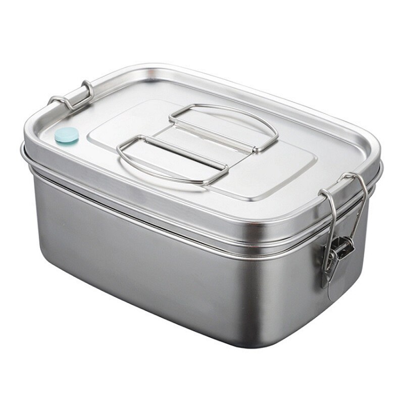 Stainless Steel Lunch Box Metal Food Container For Student Bowl 1.5L Pullable Double Layer Food Bowl Portable Food Container: Default Title