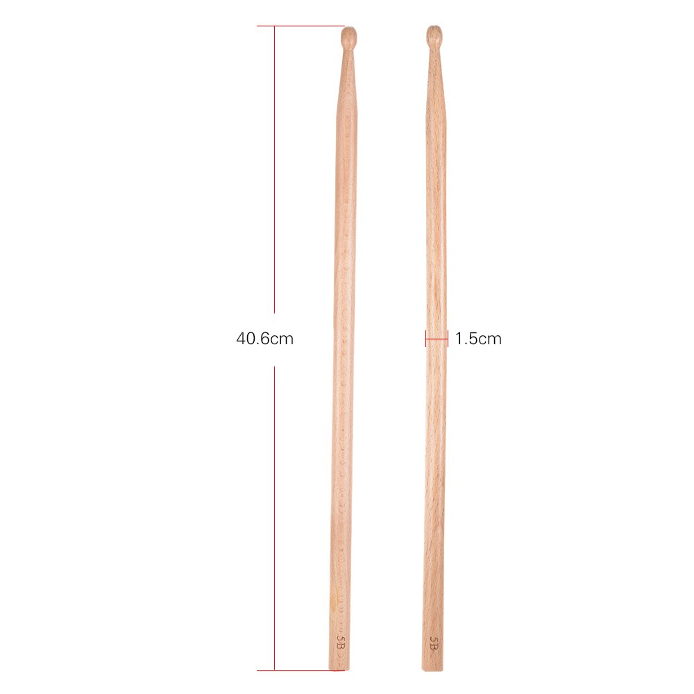Pair of 5B Drumsticks Sticks Wave-shape Wood Tip Percussion Accessories for Drum Set Adopt for Black Walnut Wood: Beech Wood