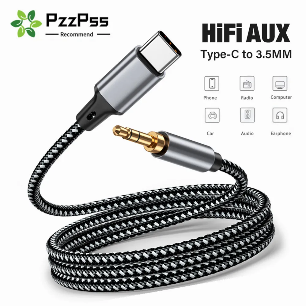 1m 1,5 m 2m USB tipo C a conector auxiliar de 3,5 Mm adaptador de Audio DAC USB-C para auriculares de teléfono conector de Audio de sonido estéreo HIFI para coche