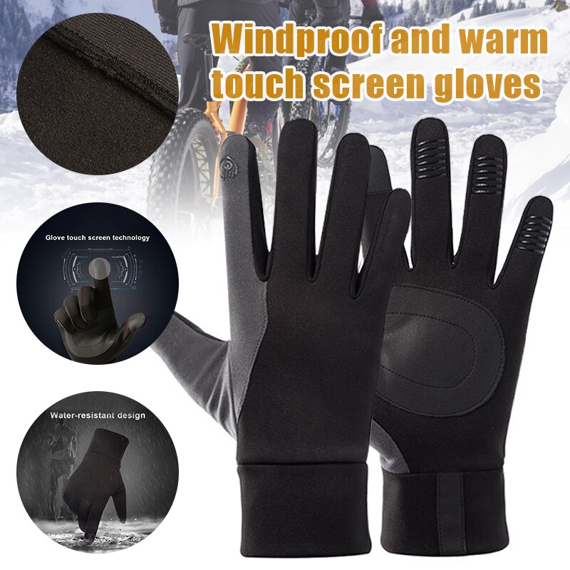 Nieuw All Weather Fietsen Touchscreen Handschoenen Outdoor Winddicht Waterdicht Fleece Gevoerde Winter Handschoenen