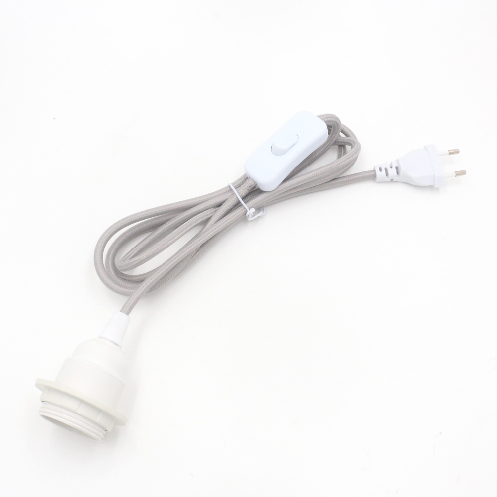 Cordon d'alimentation prise ue 220V AC, câble recouvert de tissu avec interrupteur marche/arrêt, support de lampe en bakélite E27, cordons enfichables pour suspension à monter soi-même: Bourgogne