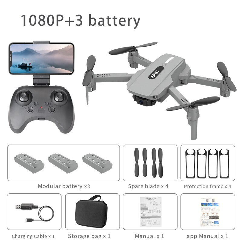 idg E88 Mini 4K HD The Dual Camera 360-Degree Roll Stable Hovering Electronic Anti-Shake Foldable Portable Drone Toys: 1080P 3B