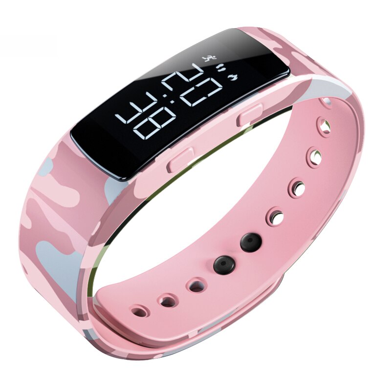 2020New Smart Horloge Mannen Wekker Sport Waterdichte Smart Armband Mannen Chronograaf Passometer Sleep Tracker Kinderen Armband: Camouflage Pink