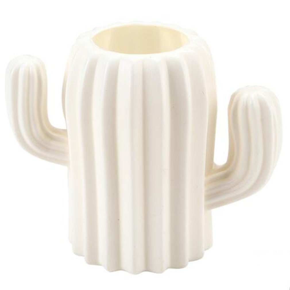 Multifunction Cute Cactus Shaped Magnetic Pen Holder Pencil Pot Home Office Desk Stationery Storage Box: white