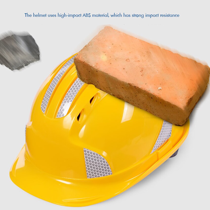 Reflective Strip Safety Helmet Cap Style Vented Hard Hat, 4-Point Ratchet Suspension, Protective Helmet for Construction Worker