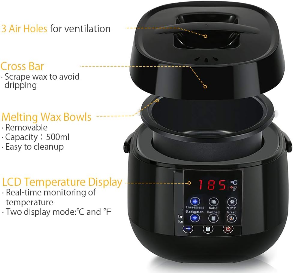 500ml Wax Heater Machine voor Ontharing Wax Smelten Warmer Pot met LCD Temperatuur Display Ontharingscrème Waxen Bonen Heater