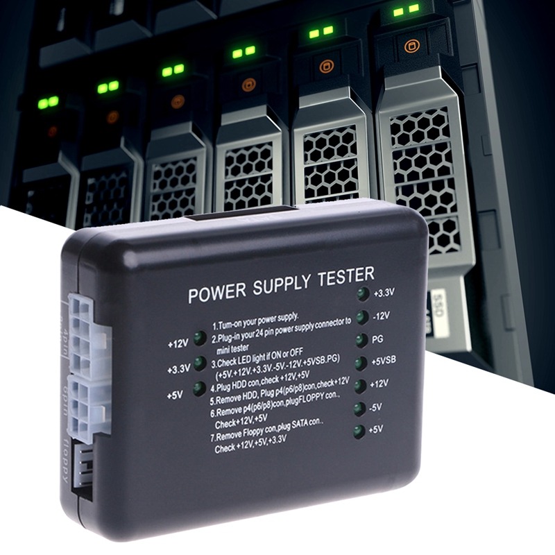 20/24 Pin ATX SATA HDD Power Supply Tester Checker Meter PC Computer Power Supply Measuring Diagnostic Test Tools