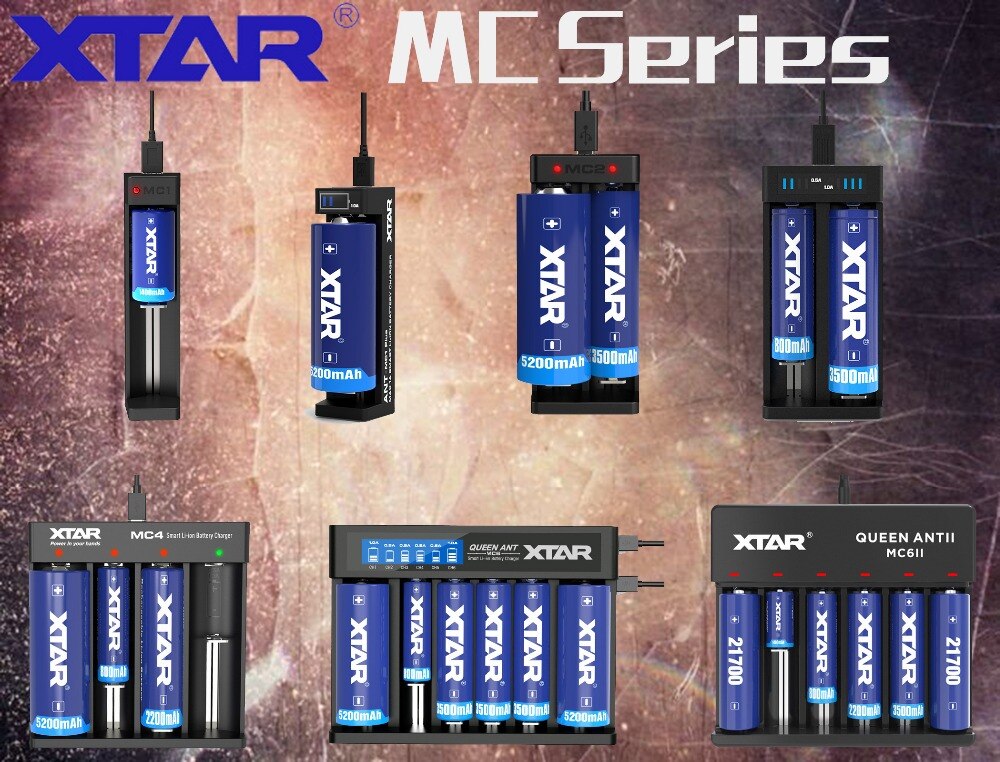 Xtar mc serie  mc1 mc2 mc2 plus  mc4 mc6 mc6ii oplader usb-kabel beskyttelig batterioplader til 10440 14500 18650 26650