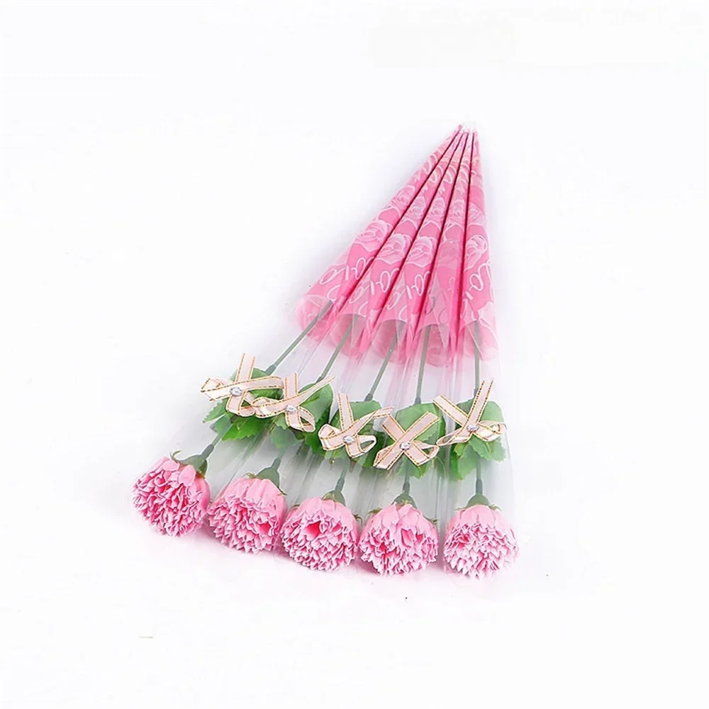 1 Piece Single Stem with Plastic Packaging Soap Made Flowers Artificial Carnation Bouquet Valentine's Day: black