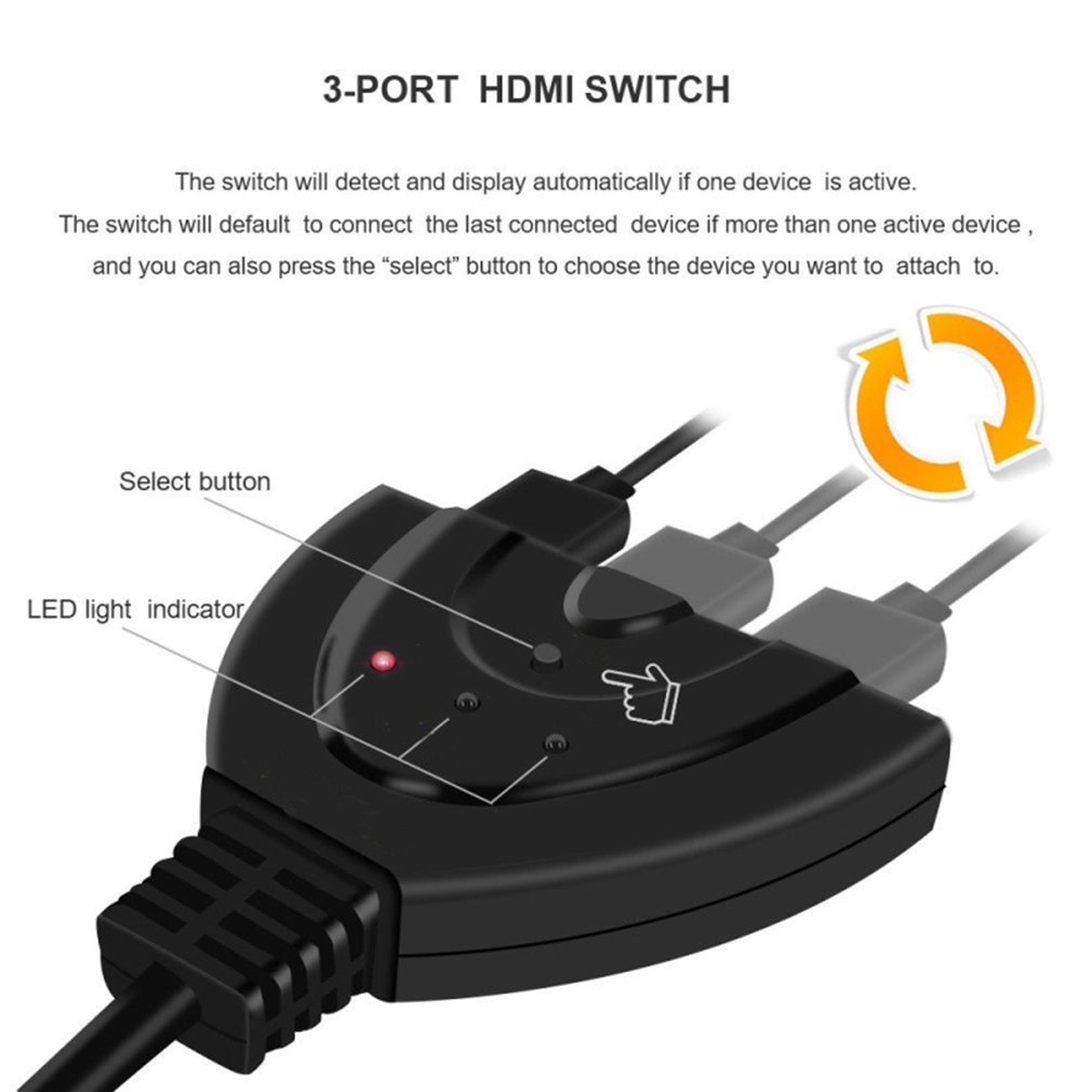 Hd Tv Adapter 3 Port Hdmi Multi Display Auto Switch Hub 4K Splitter 1080P Cable Hd Tv Adapter Bluetooth Double 2.4G ACEHE