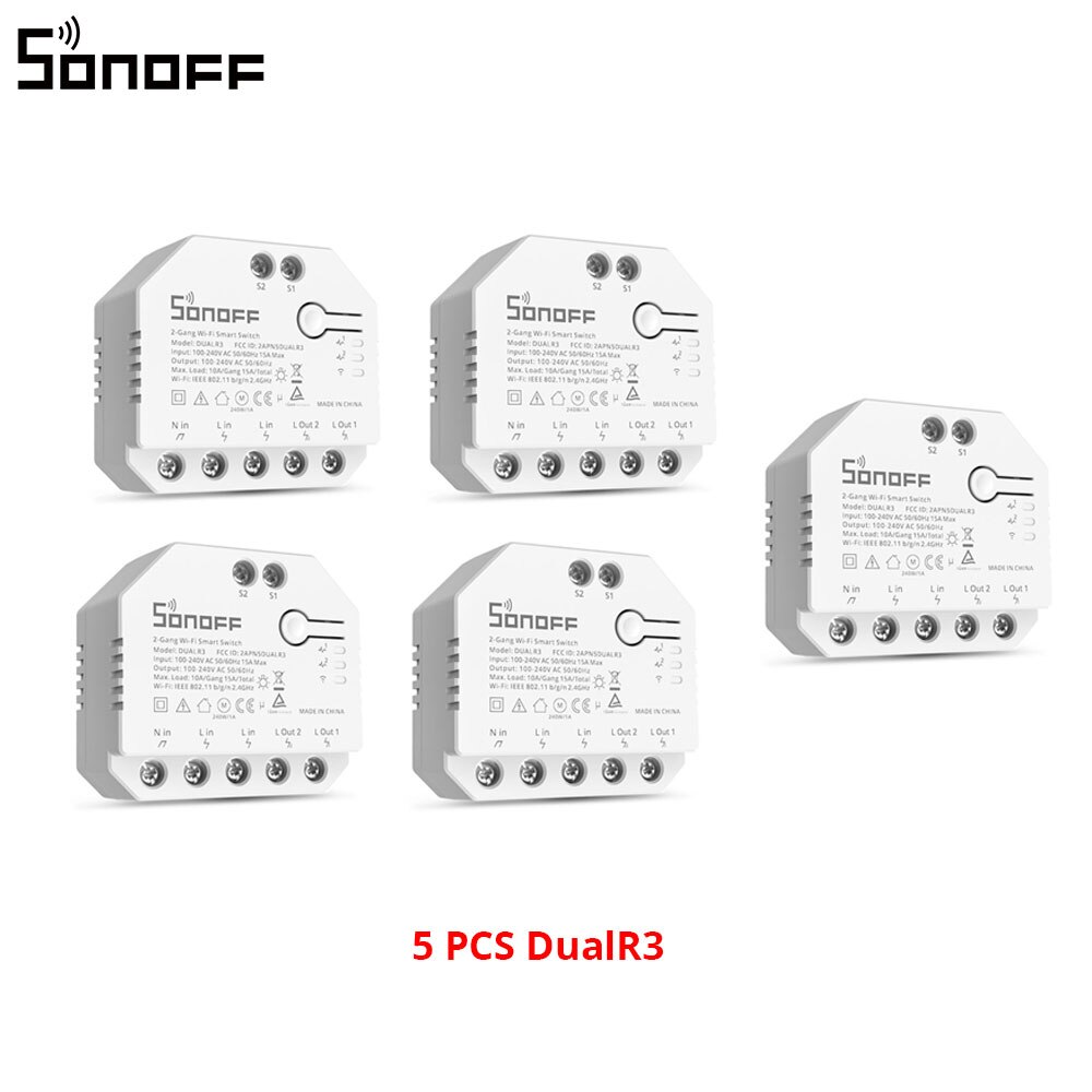 Itead SONOFF DualR3 2 Gang Dual Relay Module Wifi DIY MINI Smart Switch Power Metering eWeLink Control Alexa Google Smart Home