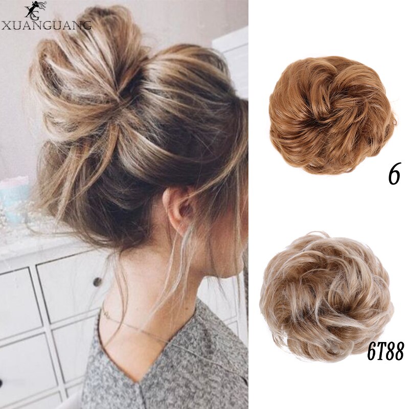 Xuanguang Rommelig Haarstukjes Voor Vrouwen Knot Elastische Chouchou Bun Opgestoken Donut Krullend Haar Touw